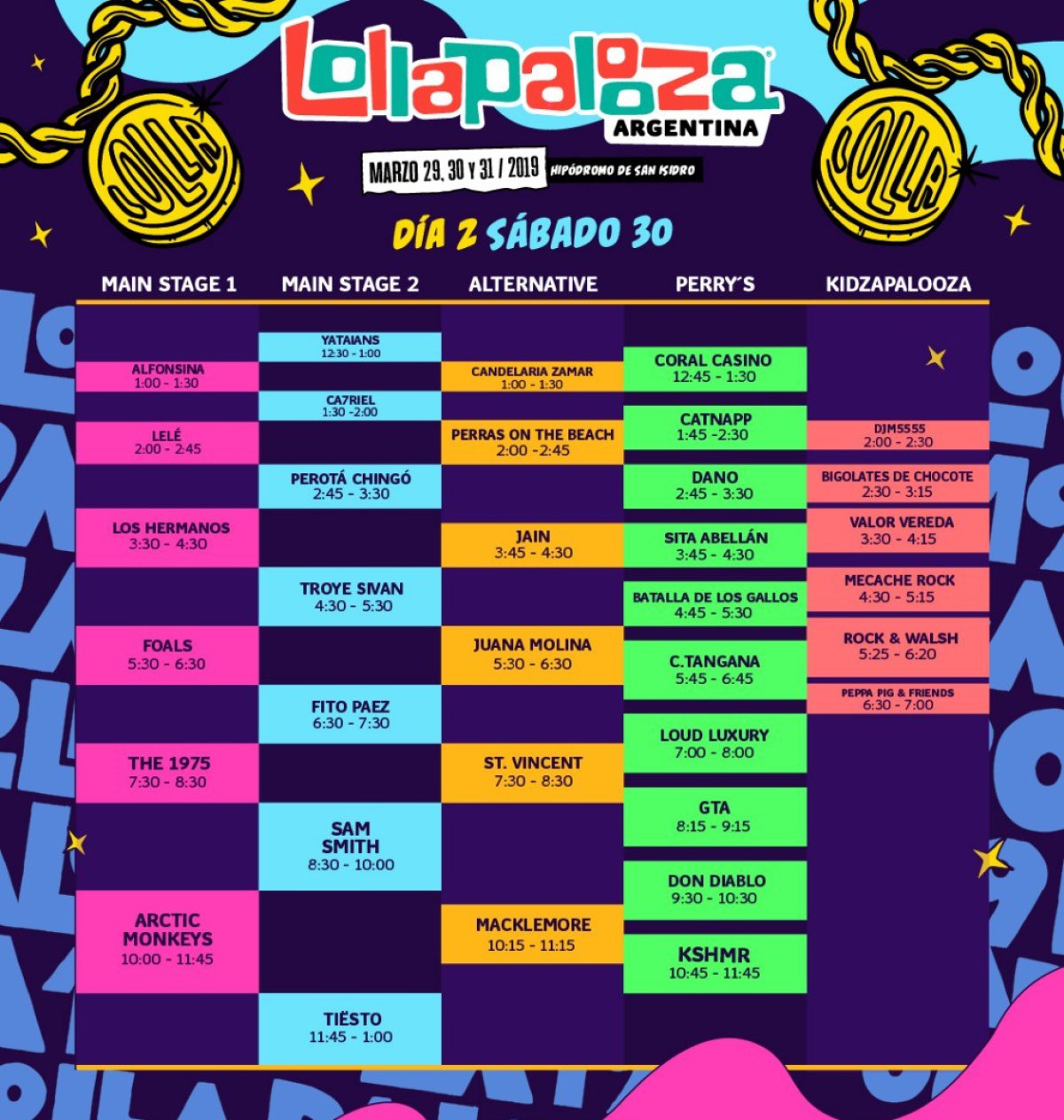 ¡Lollapalooza Argentina anunció los horarios de su sexta edición!